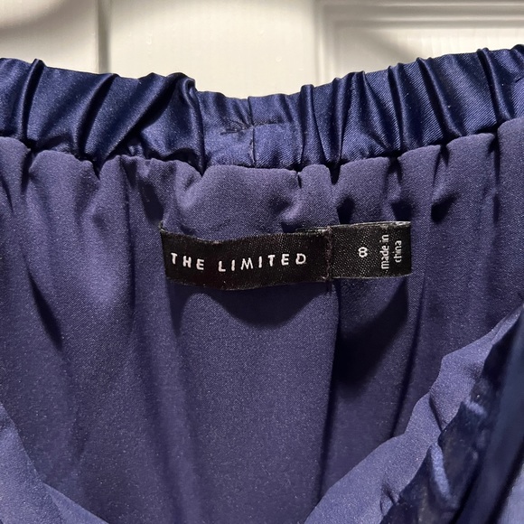 The Limited dark blue satin cocktail dress with ruffle neckline - Picture 3 of 3